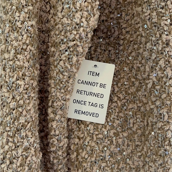 Mia Joy, Women’s, Light Brown, Popcorn Knit, Open Front, Cardigan, Sweater. - Picture 10 of 10